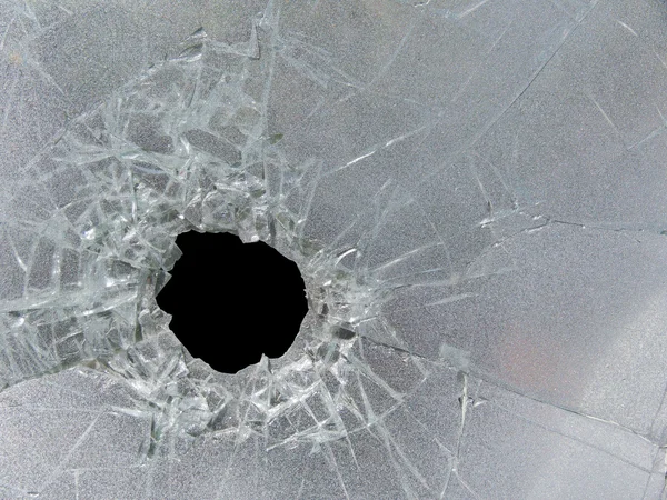 Hole glass broken — Stock Photo, Image
