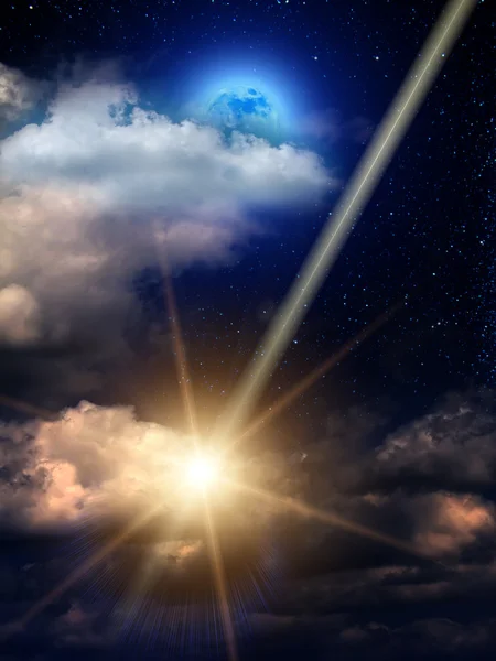 Небесные облака метеоритной луны — стоковое фото