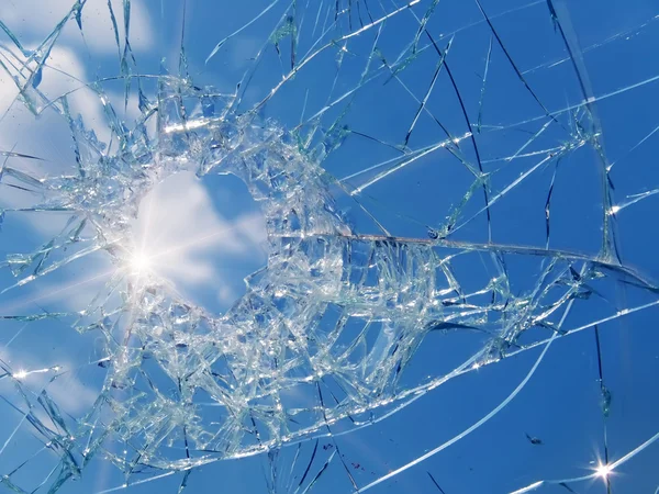 Auto zon gebroken glas — Stockfoto