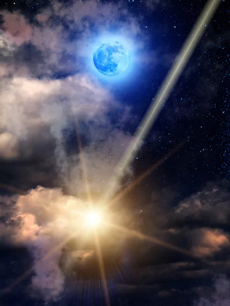 Gökyüzü bulutlar meteor moon — Stok fotoğraf
