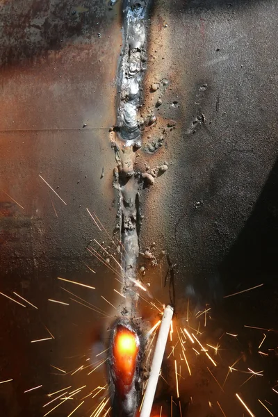 Schweißen von Metallrohren — Stockfoto