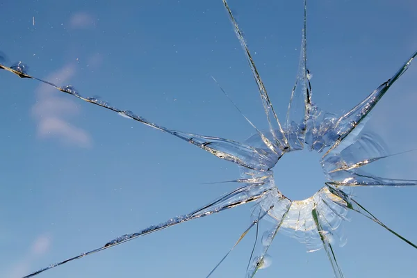 Glass broken cracks splinters — Stock Photo, Image