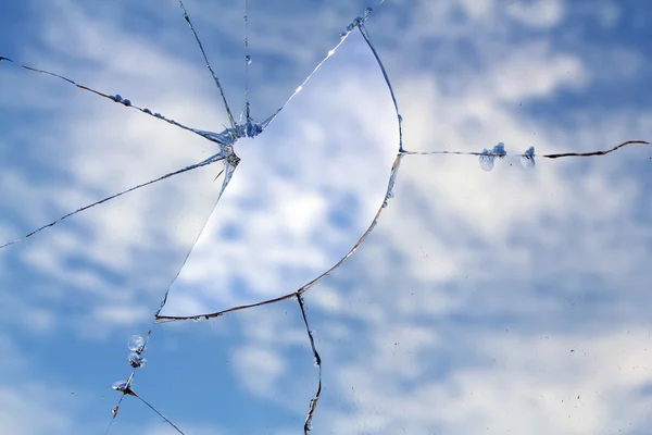 Lascas rachaduras quebradas de vidro — Fotografia de Stock