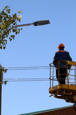 Worker repair lantern clipart