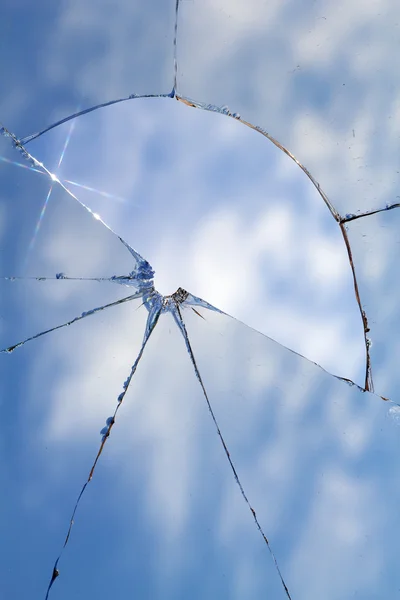 Glass broken cracks splinters — Stock Photo, Image