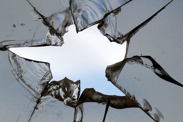Grietas de vidrio roto agujero —  Fotos de Stock