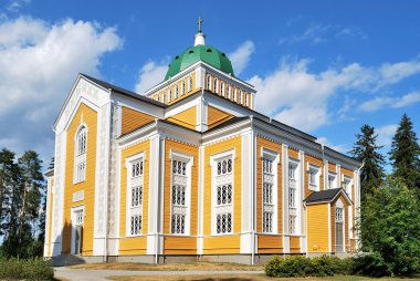 Wooden church in Kerim clipart