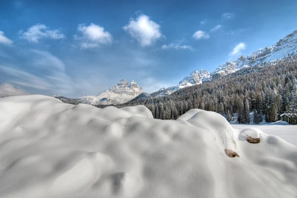 Śnieg na Dolomitach, Włochy — Zdjęcie stockowe