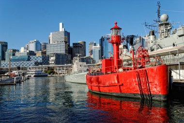 Red Ship in Sydney Harbour, Australia clipart