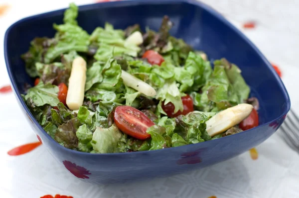 Nyári saláta, spárga és a paradicsom — Stock Fotó