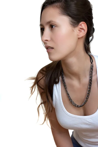 Beautiful female with chain necklace — Stock Photo, Image