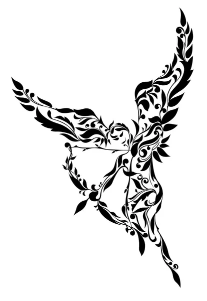 Cupidon avec un arc et une flèche — Image vectorielle