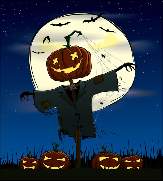 Calabazas espeluznantes en una noche de Halloween — Archivo Imágenes Vectoriales