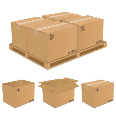 Set of vector cardboard boxes