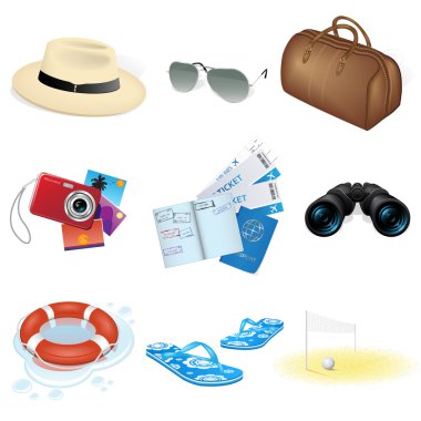 Vector vacation and travel icons clipart