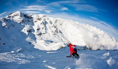 Man's skiing downhill clipart