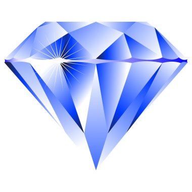 Blue diamond isolated on white clipart