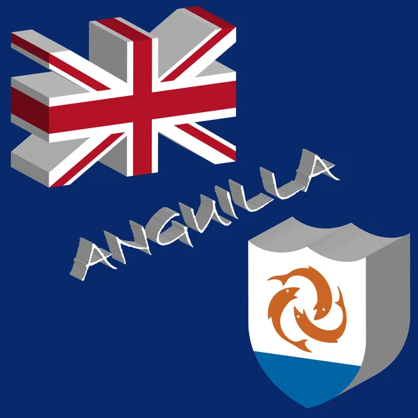3d flaga Anguilli — Wektor stockowy