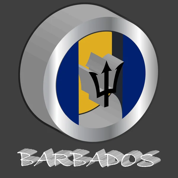 Barbados bandera 3d — Vector de stock