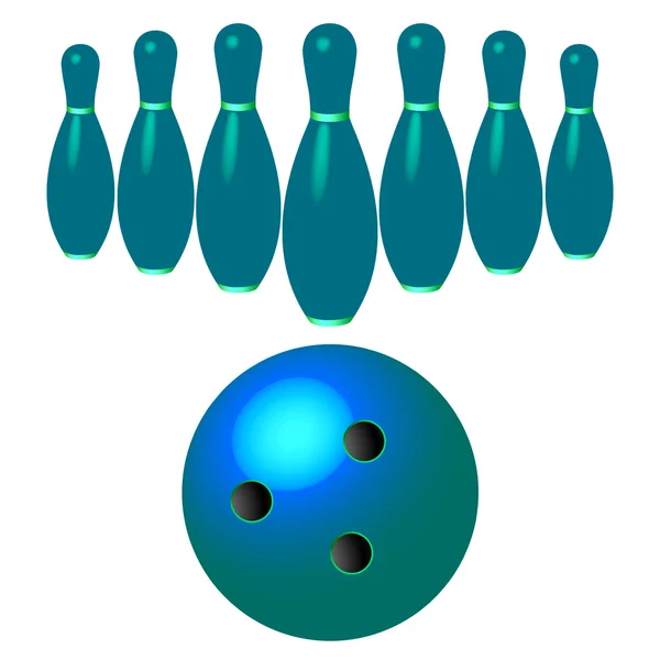 Perni da bowling e palla isolati su bianco — Vettoriale Stock