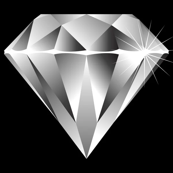 Diamante aislado en negro — Archivo Imágenes Vectoriales