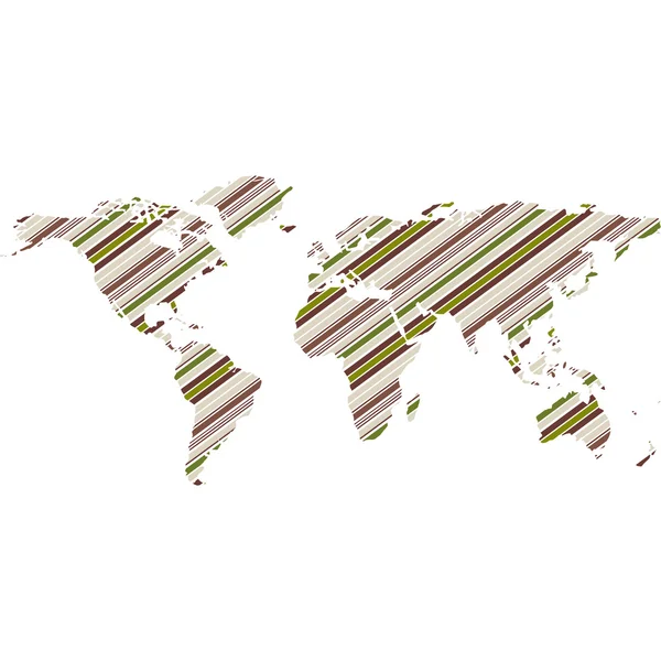 Mapa del mundo rayado verde — Vector de stock