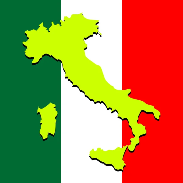 Itália mapa sobre cores nacionais —  Vetores de Stock