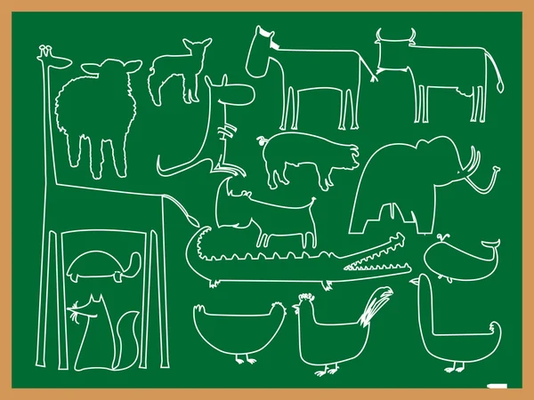 Okul hayvanlar çizim — Stok Vektör