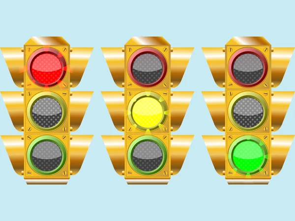 Három különböző közlekedési lámpák — Stock Vector