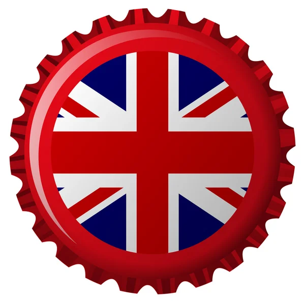 United kingdom flag on bottle cap — Stock Vector