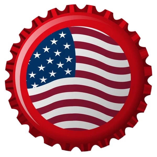 Spojené státy vlajky na lahvových uzávěrů — Stockový vektor