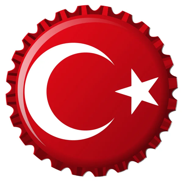 Turkey stylized flag on bottle cap — Stock Vector