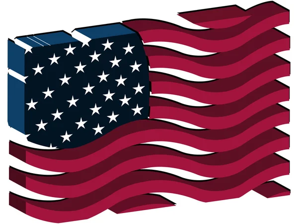 Estados Unidos bandeira 3d isolado no branco —  Vetores de Stock