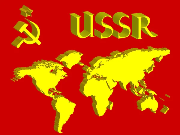 ソ連のシンボルと世界地図 — ストックベクタ