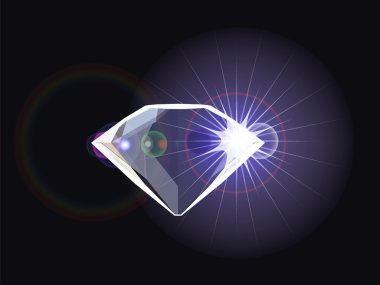 Diamond with light reflection clipart