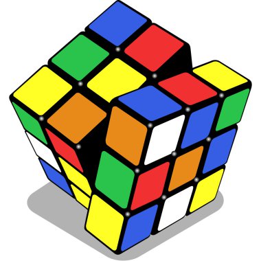 Rubik cube isolated on white clipart