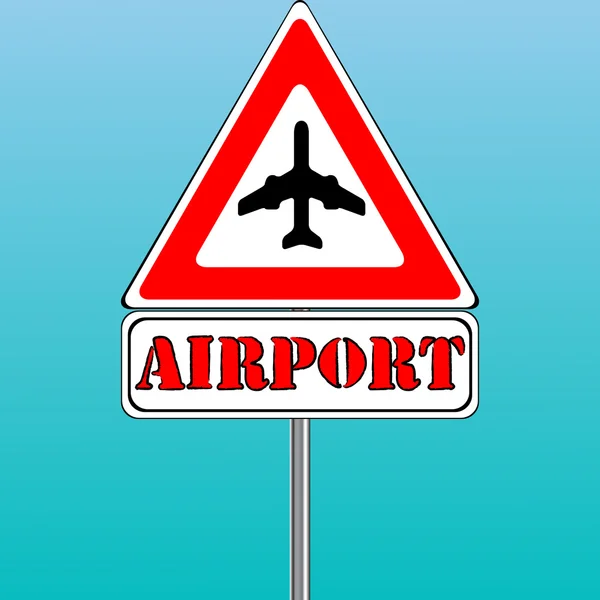 ป้ายสนามบินและพื้นหลังฟ้าสีฟ้า — ภาพเวกเตอร์สต็อก