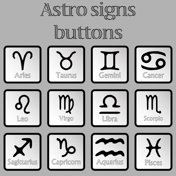 Astro tecknar knappar — Stock vektor