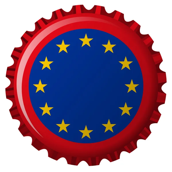 Vlajka Evropské unie na lahvových uzávěrů — Stockový vektor