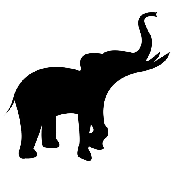 Elefant schwarze Silhouette auf weiß — Stockvektor