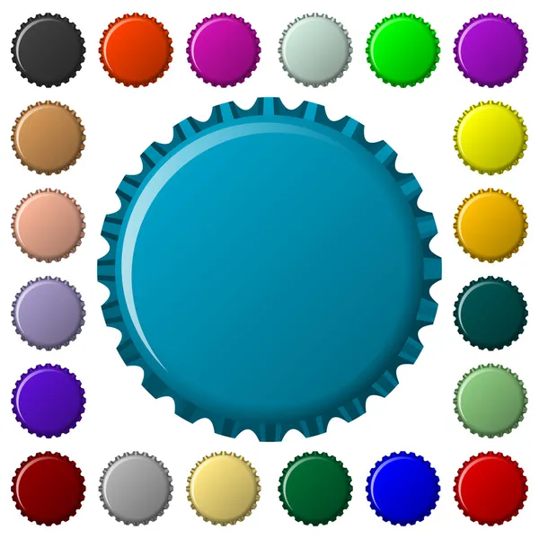 Bottle caps in colors collection — Stock Vector