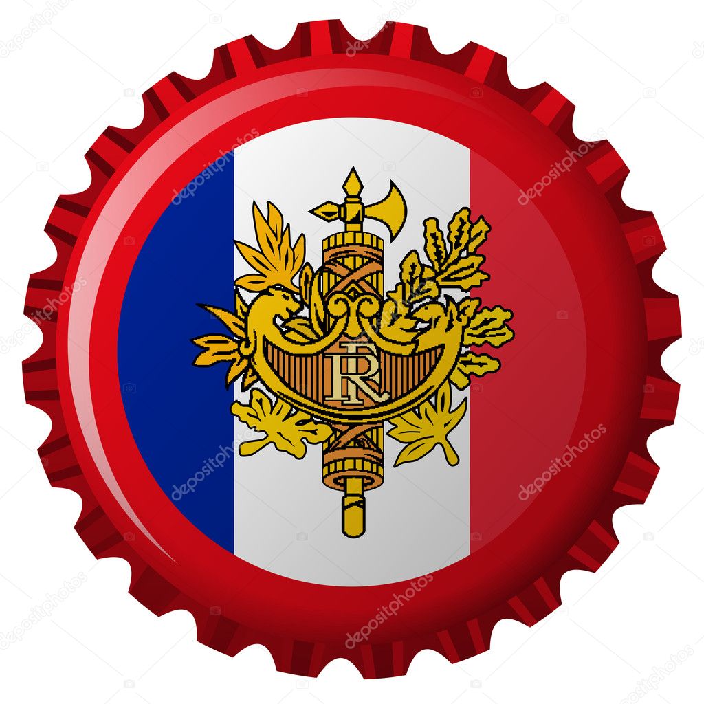 France abstract flag on bottle cap