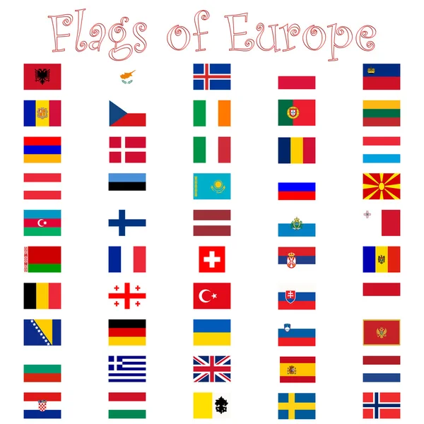 白に対してヨーロッパの国旗 — ストックベクタ
