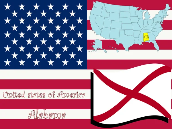 Illustrazione dello stato dell'Alabama — Vettoriale Stock