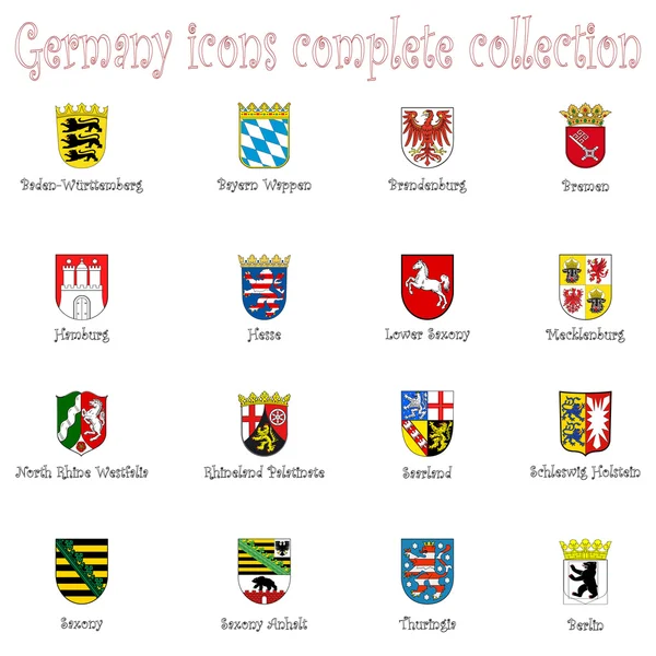 Colección de iconos de Alemania contra blanco — Vector de stock