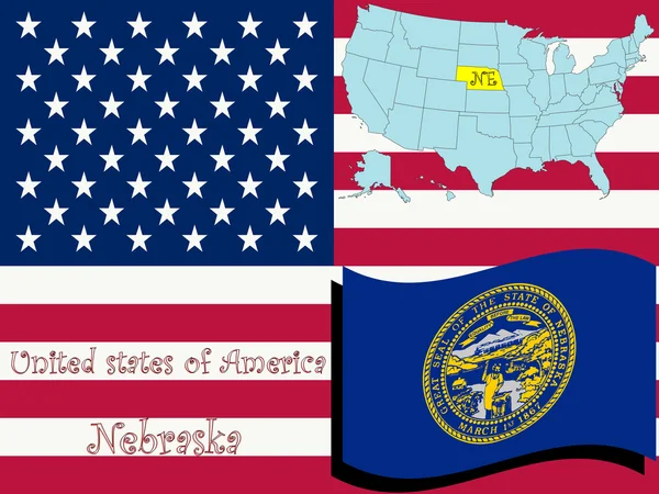 Ilustrace státu Nebraska — Stockový vektor