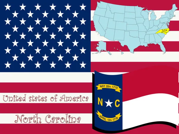 Illustration de l'État de Caroline du Nord — Image vectorielle