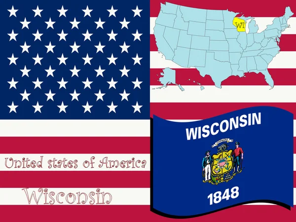 Wisconsin staat illustratie — Stockvector