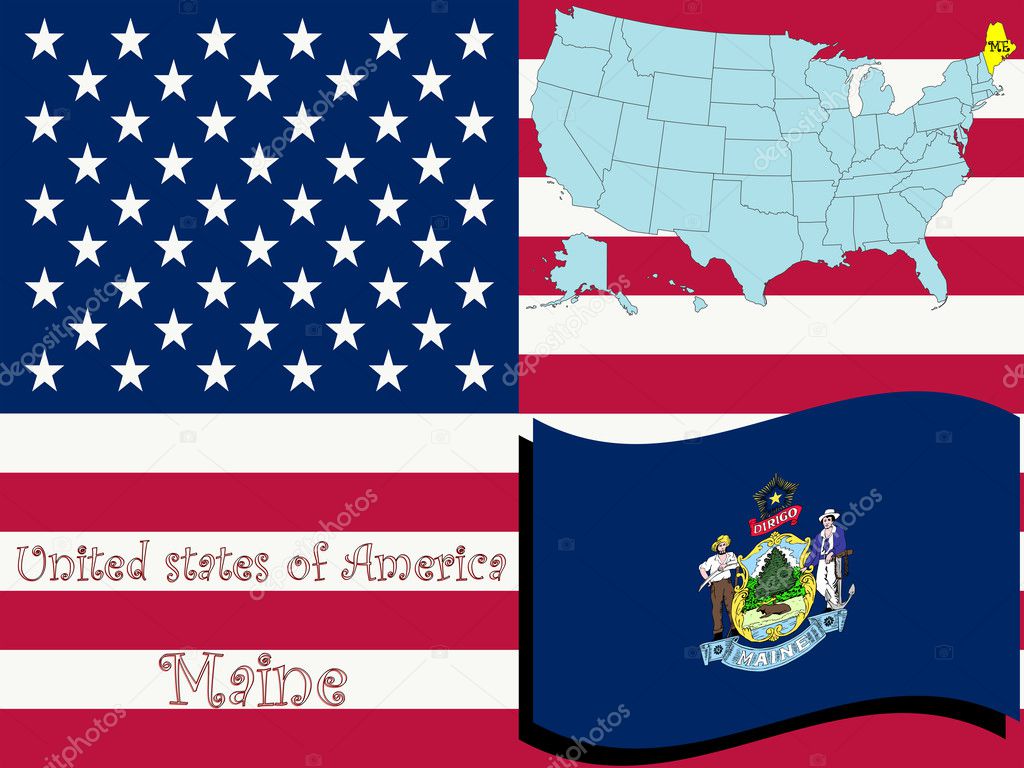 Maine state illustration