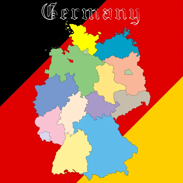 Germania mappa sui colori nazionali — Vettoriale Stock